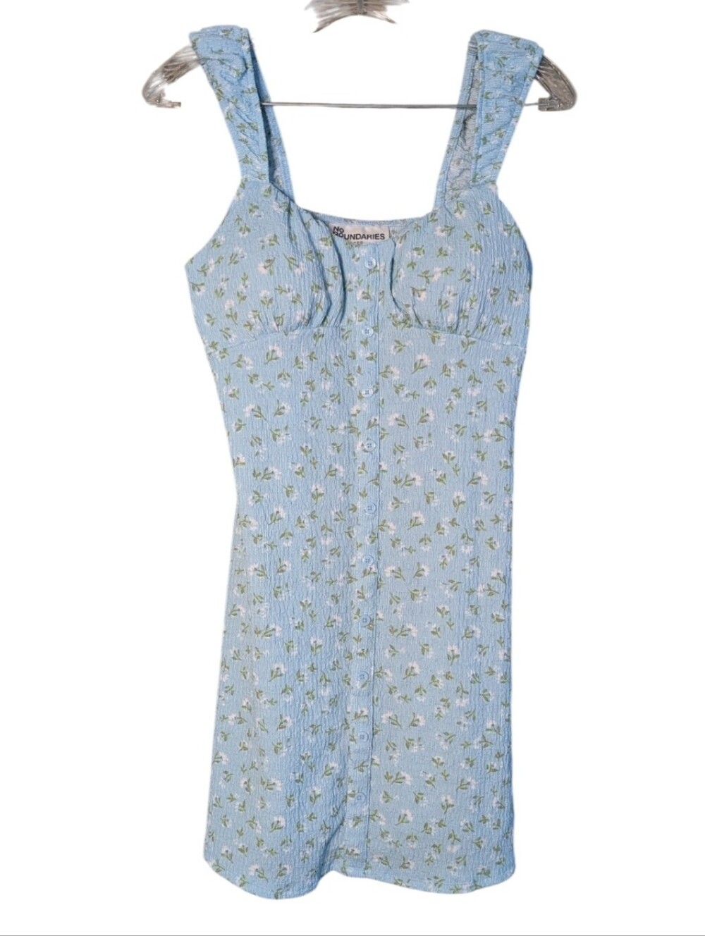 No Boundaries ditzy floral dress Y2K Blue Milkmaid Coquette Fairy size Medium